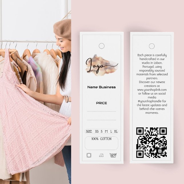 Modern Editable Clothing Tag (custom clothing tag,editable price tag,boutique hang tag,minimalist swing tag,white fashion tag,)