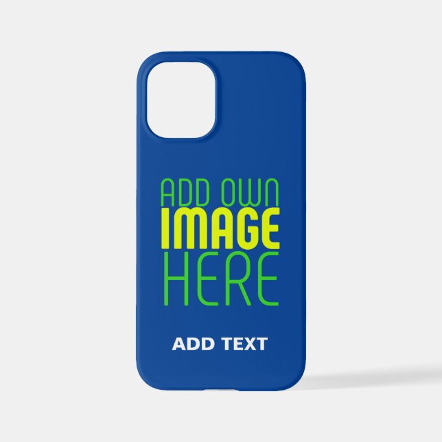 MODERN EDITABLE COBALT BLUE IMAGE TEXT TEMPLATE iPhone CASE (Back)