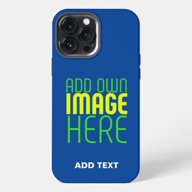 MODERN EDITABLE COBALT BLUE IMAGE TEXT TEMPLATE iPhone CASE (Back)