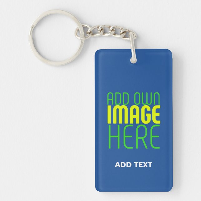 MODERN EDITABLE COBALT BLUE IMAGE TEXT TEMPLATE KEY RING (Front)