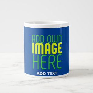 MODERN EDITABLE COBALT BLUE IMAGE TEXT TEMPLATE LARGE COFFEE MUG
