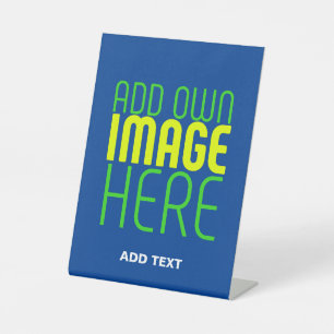 MODERN EDITABLE COBALT BLUE IMAGE TEXT TEMPLATE PEDESTAL SIGN