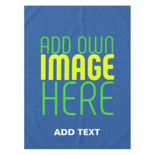 MODERN EDITABLE COBALT BLUE IMAGE TEXT TEMPLATE TABLECLOTH