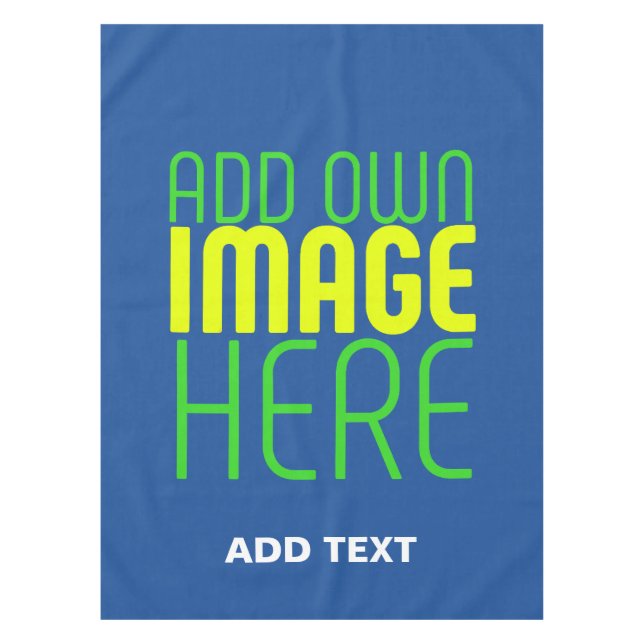 MODERN EDITABLE COBALT BLUE IMAGE TEXT TEMPLATE TABLECLOTH (Front)