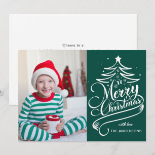 Modern Editable Colour Merry Christmas Tree Photo Holiday Card