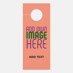 MODERN EDITABLE CORAL ORANGE IMAGE TEXT TEMPLATE DOOR HANGER