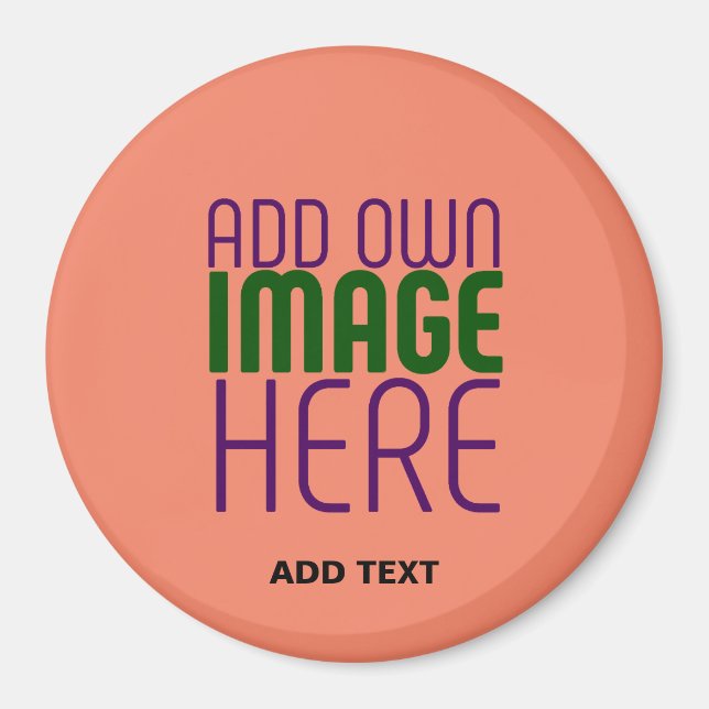MODERN EDITABLE CORAL ORANGE IMAGE TEXT TEMPLATE MAGNET (Front)