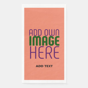 MODERN EDITABLE CORAL ORANGE IMAGE TEXT TEMPLATE NAPKIN