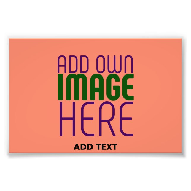 MODERN EDITABLE CORAL ORANGE IMAGE TEXT TEMPLATE PHOTO PRINT (Front)