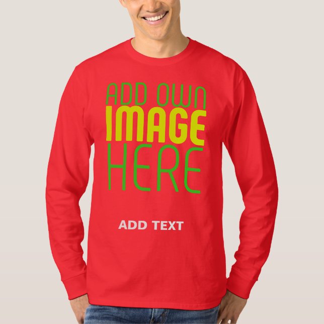 MODERN EDITABLE CUTE DEEP RED IMAGE TEXT TEMPLATE T-Shirt (Front)