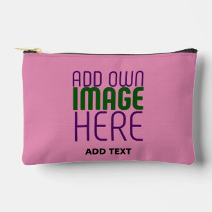 MODERN EDITABLE CUTE HOT PINK IMAGE TEXT TEMPLATE ACCESSORY POUCH