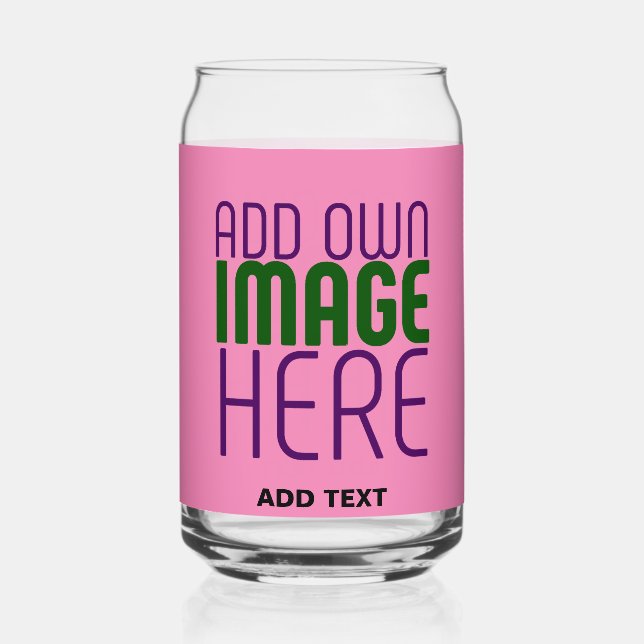 MODERN EDITABLE CUTE HOT PINK IMAGE TEXT TEMPLATE CAN GLASS (Front)