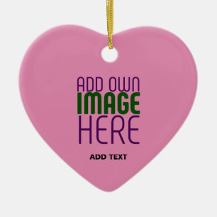 MODERN EDITABLE CUTE HOT PINK IMAGE TEXT TEMPLATE CERAMIC ORNAMENT