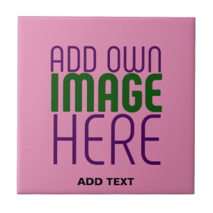  MODERN EDITABLE CUTE HOT PINK IMAGE TEXT TEMPLATE CERAMIC TILE