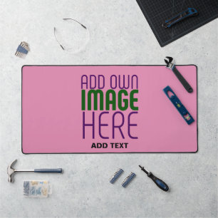 MODERN EDITABLE CUTE HOT PINK IMAGE TEXT TEMPLATE DESK MAT