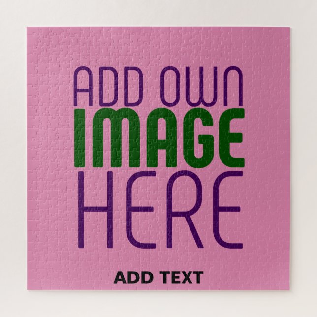 MODERN EDITABLE CUTE HOT PINK IMAGE TEXT TEMPLATE JIGSAW PUZZLE (Vertical)