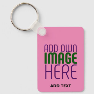 MODERN EDITABLE CUTE HOT PINK IMAGE TEXT TEMPLATE KEY RING
