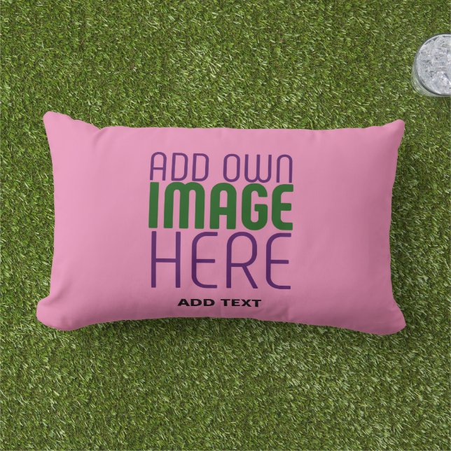 MODERN EDITABLE CUTE HOT PINK IMAGE TEXT TEMPLATE LUMBAR CUSHION (Grass)