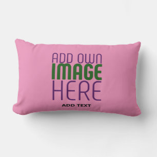 MODERN EDITABLE CUTE HOT PINK IMAGE TEXT TEMPLATE LUMBAR CUSHION