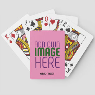 MODERN EDITABLE CUTE HOT PINK IMAGE TEXT TEMPLATE PLAYING CARDS