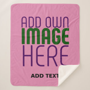 MODERN EDITABLE CUTE HOT PINK IMAGE TEXT TEMPLATE SHERPA BLANKET