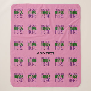 MODERN EDITABLE CUTE HOT PINK IMAGE TEXT TEMPLATE SHERPA BLANKET