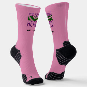 MODERN EDITABLE CUTE HOT PINK IMAGE TEXT TEMPLATE SOCKS
