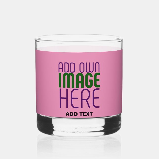 MODERN EDITABLE CUTE HOT PINK IMAGE TEXT TEMPLATE WHISKEY GLASS (Front)