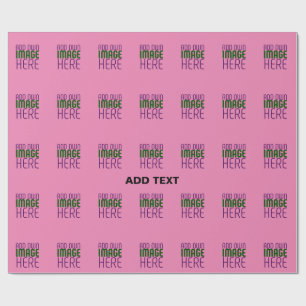 MODERN EDITABLE CUTE HOT PINK IMAGE TEXT TEMPLATE WRAPPING PAPER