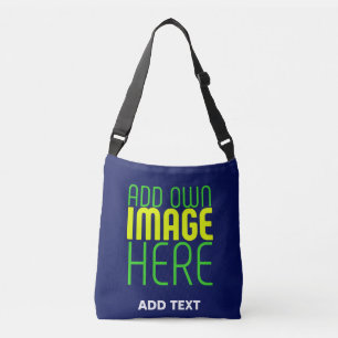 MODERN EDITABLE CUTE NAVY BLUE IMAGE TEXT TEMPLATE CROSSBODY BAG