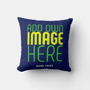 MODERN EDITABLE CUTE NAVY BLUE IMAGE TEXT TEMPLATE CUSHION