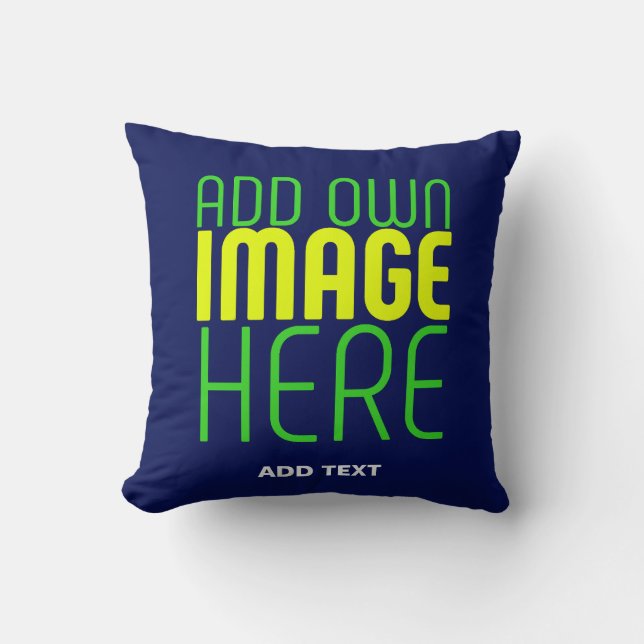 MODERN EDITABLE CUTE NAVY BLUE IMAGE TEXT TEMPLATE CUSHION (Front)