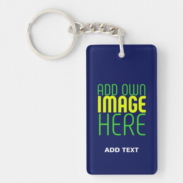 MODERN EDITABLE CUTE NAVY BLUE IMAGE TEXT TEMPLATE KEY RING (Front)