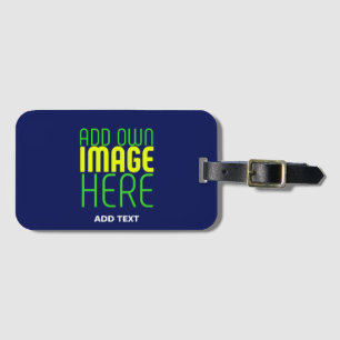 MODERN EDITABLE CUTE NAVY BLUE IMAGE TEXT TEMPLATE LUGGAGE TAG