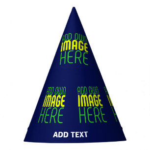 MODERN EDITABLE CUTE NAVY BLUE IMAGE TEXT TEMPLATE PARTY HAT