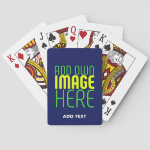 MODERN EDITABLE CUTE NAVY BLUE IMAGE TEXT TEMPLATE PLAYING CARDS