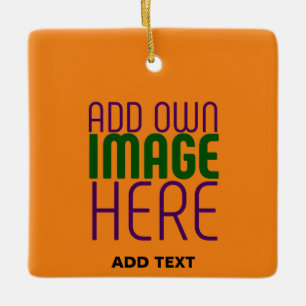  MODERN EDITABLE DARK ORANGE IMAGE TEXT TEMPLATE CERAMIC ORNAMENT