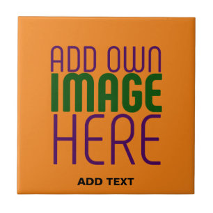 MODERN EDITABLE DARK ORANGE IMAGE TEXT TEMPLATE CERAMIC TILE
