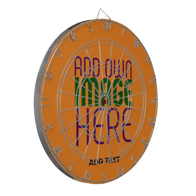 MODERN EDITABLE DARK ORANGE IMAGE TEXT TEMPLATE DARTBOARD (Front Left)
