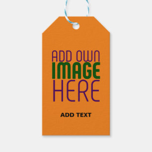 MODERN EDITABLE DARK ORANGE IMAGE TEXT TEMPLATE GIFT TAGS
