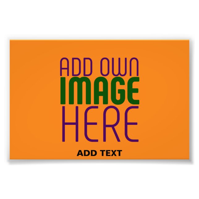 MODERN EDITABLE DARK ORANGE IMAGE TEXT TEMPLATE PHOTO PRINT (Front)