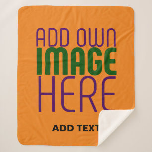 MODERN EDITABLE DARK ORANGE IMAGE TEXT TEMPLATE SHERPA BLANKET