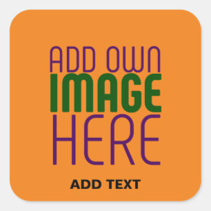MODERN EDITABLE DARK ORANGE IMAGE TEXT TEMPLATE SQUARE STICKER