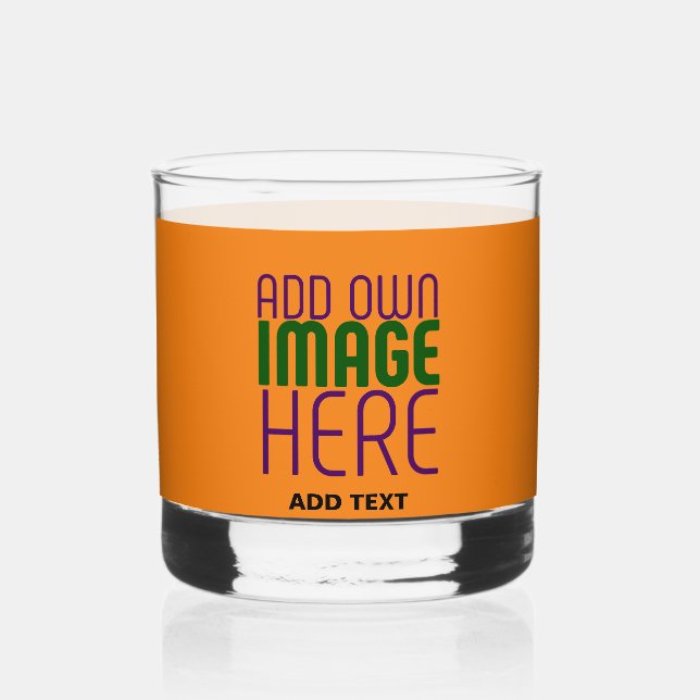 MODERN EDITABLE DARK ORANGE IMAGE TEXT TEMPLATE WHISKEY GLASS (Front)