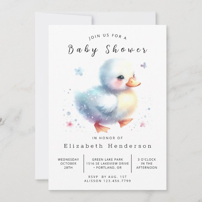 Modern Editable Duck Baby Shower Invitation (Front)