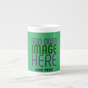 MODERN EDITABLE EMERALD GREEN IMAGE TEXT TEMPLATE BONE CHINA MUG