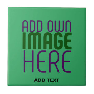 MODERN EDITABLE EMERALD GREEN IMAGE TEXT TEMPLATE CERAMIC TILE