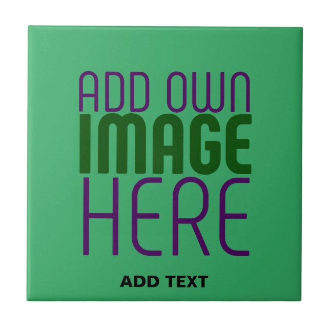 MODERN EDITABLE EMERALD GREEN IMAGE TEXT TEMPLATE CERAMIC TILE (Front)