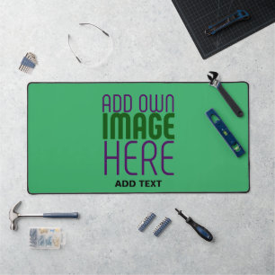 MODERN EDITABLE EMERALD GREEN IMAGE TEXT TEMPLATE DESK MAT