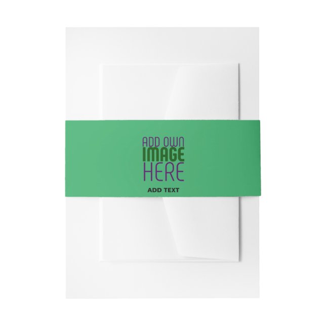 MODERN EDITABLE EMERALD GREEN IMAGE TEXT TEMPLATE INVITATION BELLY BAND (Front Example)